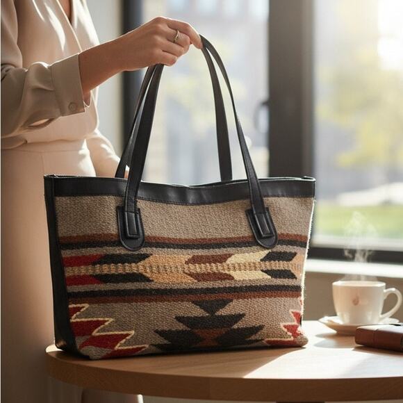 VTG El Paso Saddle Company Wool Saddle Blanket Purse Navajo Print Shoulder Bag - Picture 1 of 9